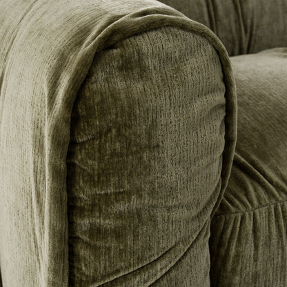 Siegal olive green sofa - arm and fabric detail