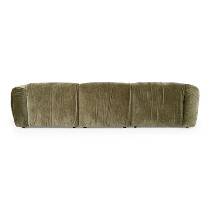 Siegal modern olive green fabric sofa - rear view