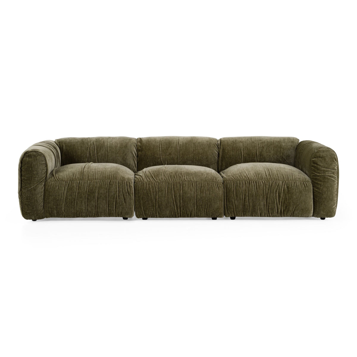 Siegal modern olive green fabric sofa - front view