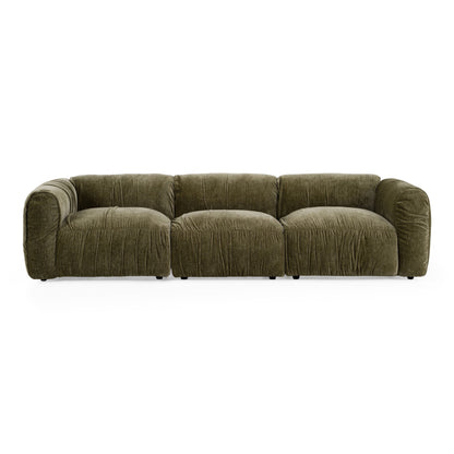 Siegal modern olive green fabric sofa - front view