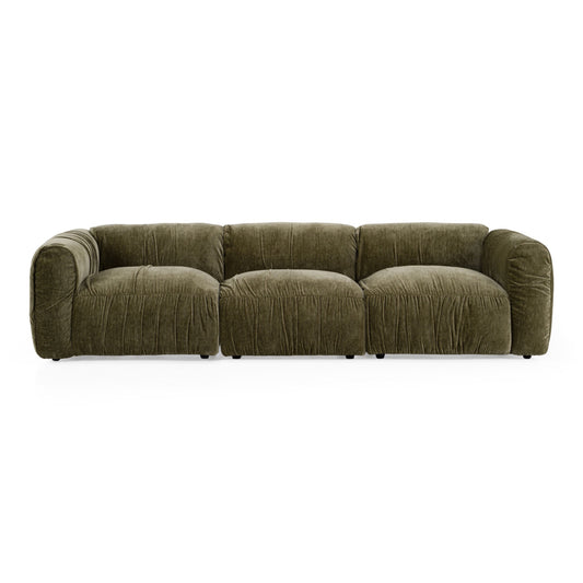 Siegal modern olive green fabric sofa - front view