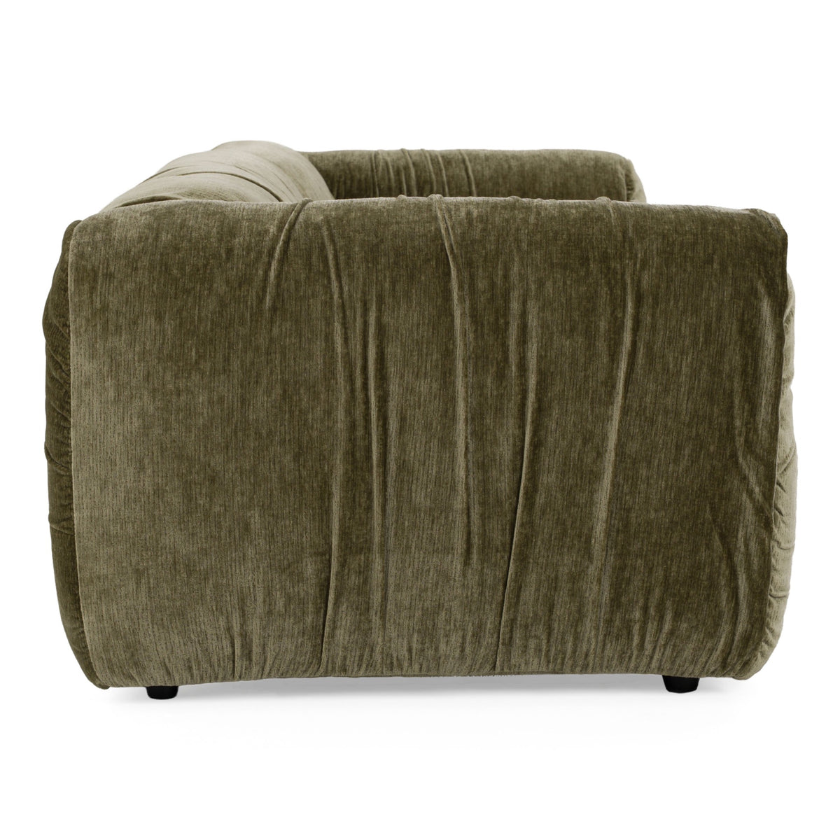 Siegal modern olive green fabric sofa - side view