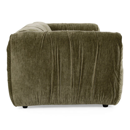 Siegal modern olive green fabric sofa - side view