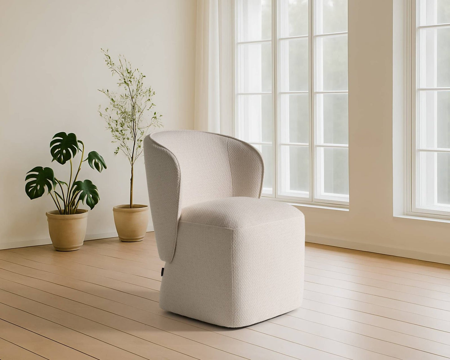Suiza - Modern Beige Fabric Swivel Dining Chair