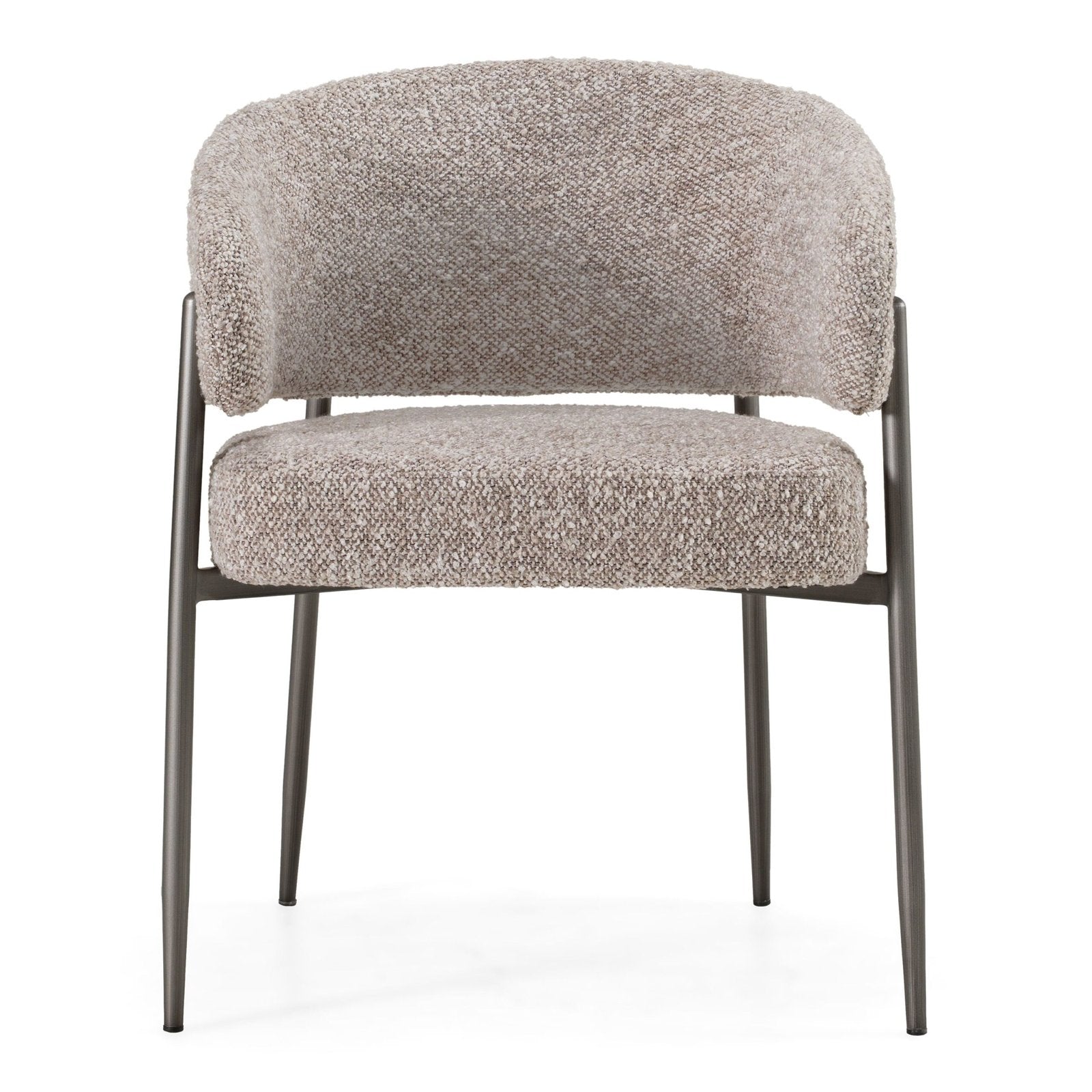 caroline- Modern Grey Fabric + Pewter Dining Chair