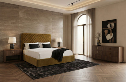 Trieste Modern Brown Fabric Bed