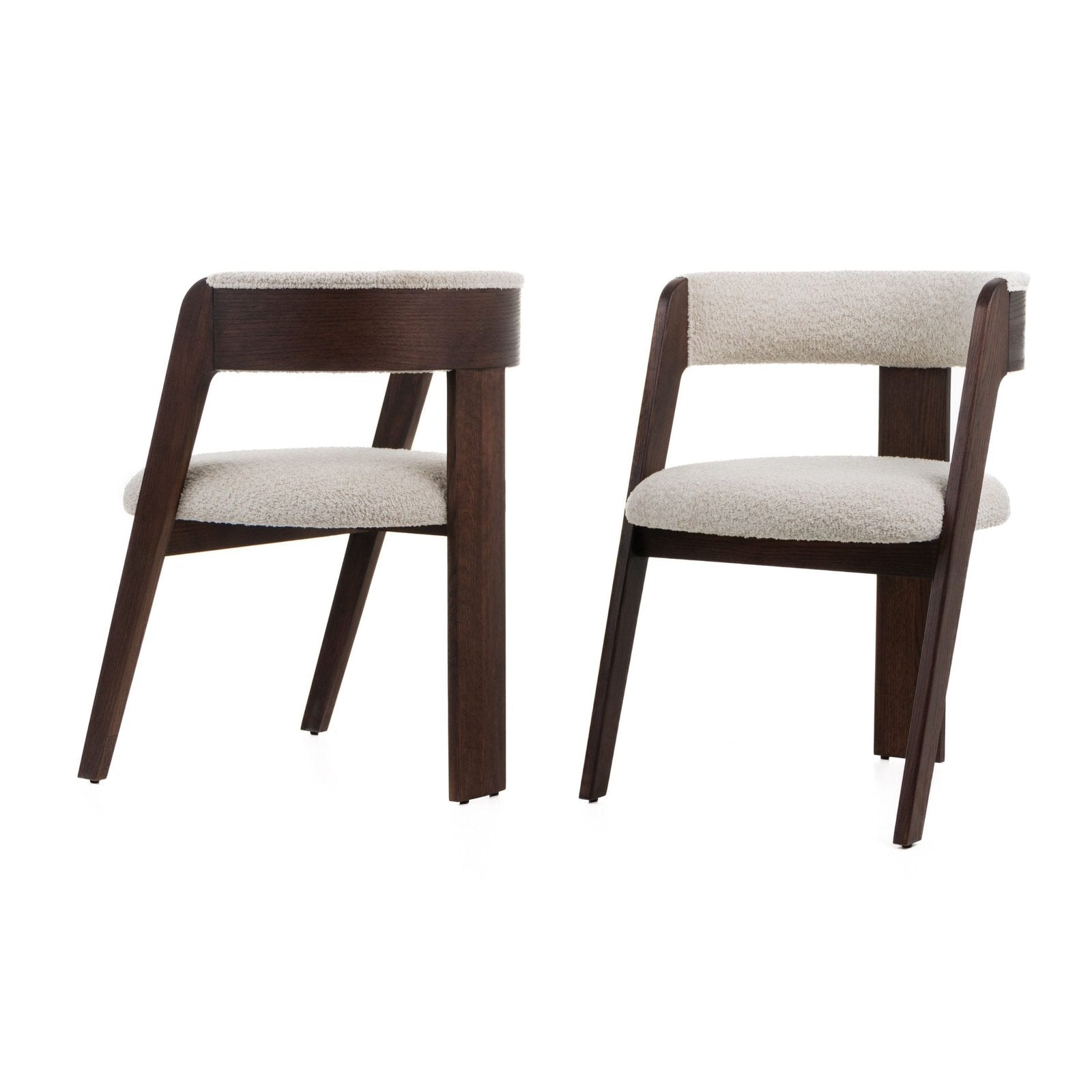 Washington - Modern Cream Fabric + Brown Oak Dining Chair (Set of 2)