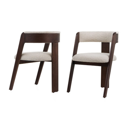 Washington - Modern Cream Fabric + Brown Oak Dining Chair (Set of 2)