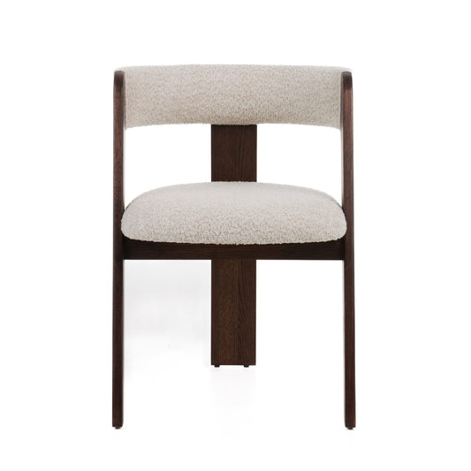 Washington - Modern Cream Fabric + Brown Oak Dining Chair (Set of 2)