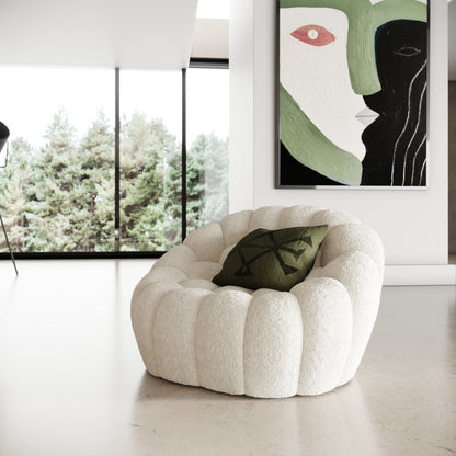 East White Bouclé Accent Chair