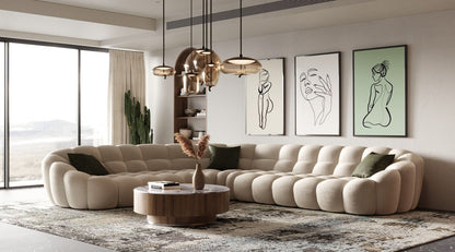 Yolonda - Modern Beige Curved Sectional Sofa