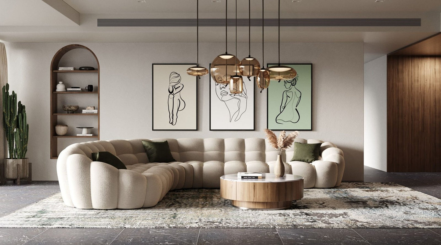 bubble Modern Beige Curved Sectional Sofa