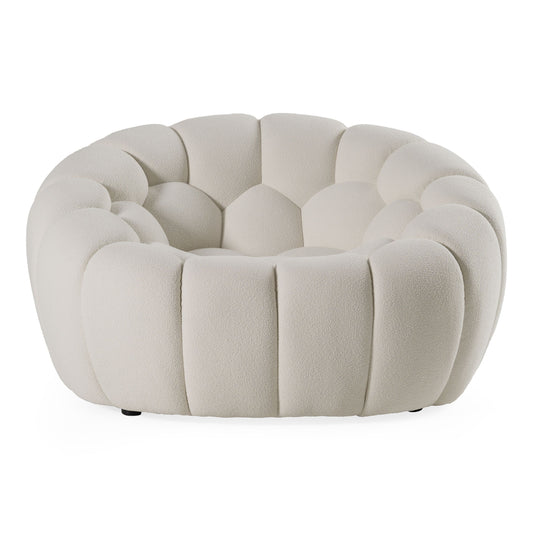 East White Bouclé Accent Chair