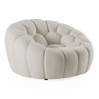 East White Bouclé Accent Chair