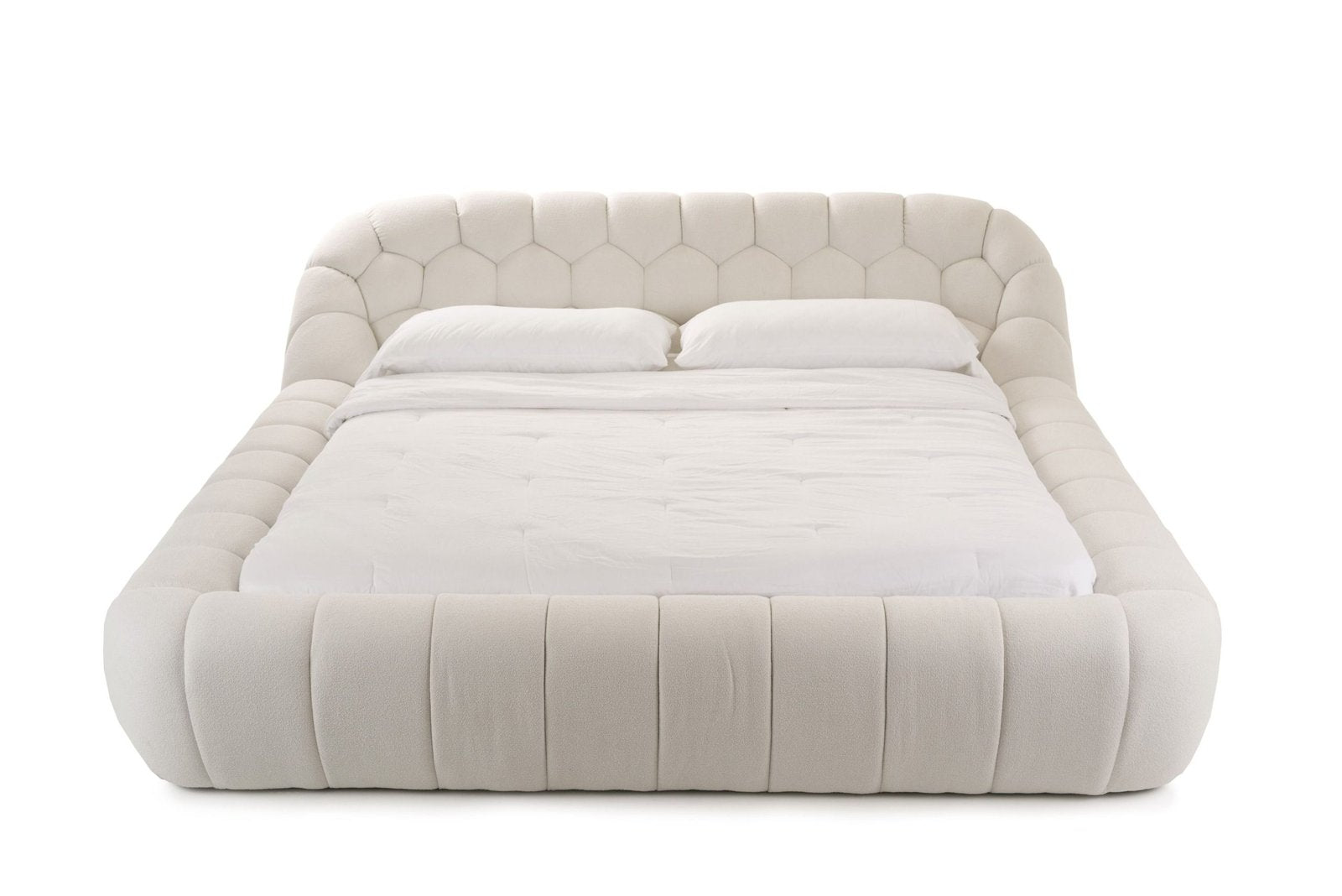 BUBBLE Modern Off-White Fabric Bed - KING