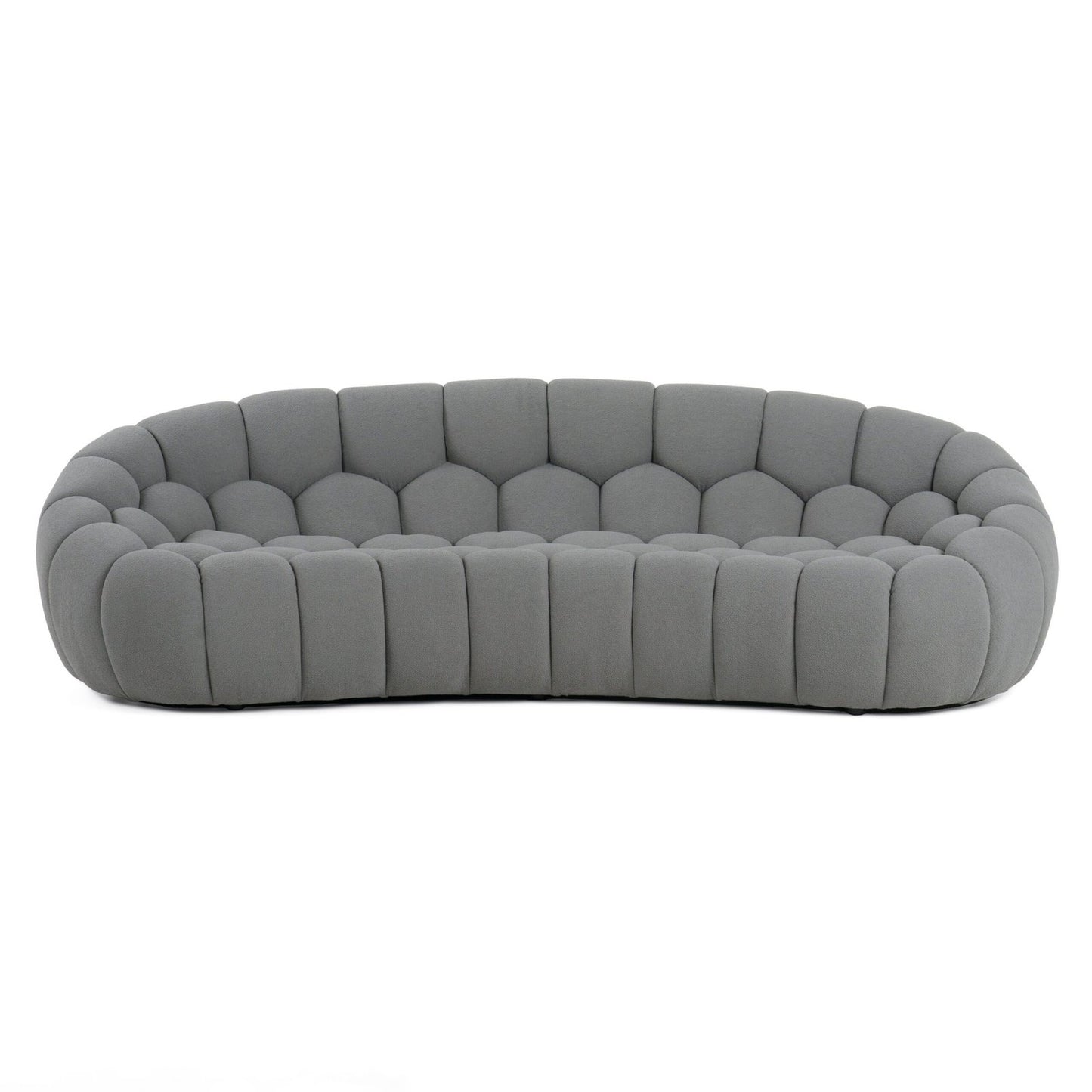 EAST Modern Curved Light Grey Fabric Sofa