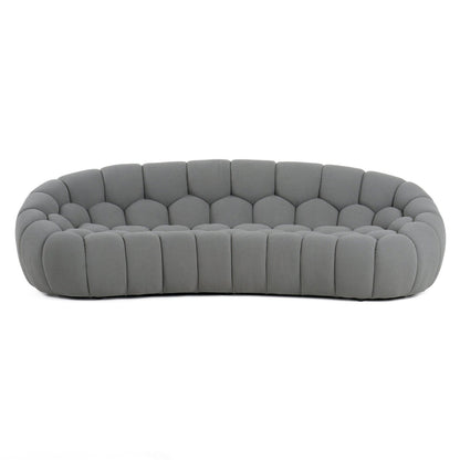EAST Modern Curved Light Grey Fabric Sofa