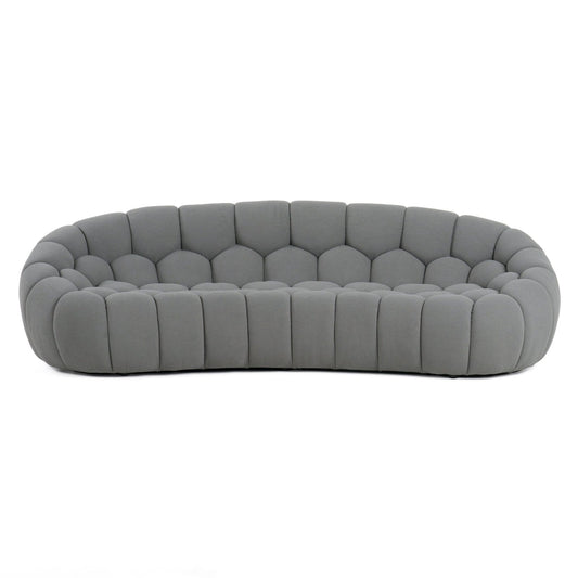 EAST Modern Curved Light Grey Fabric Sofa