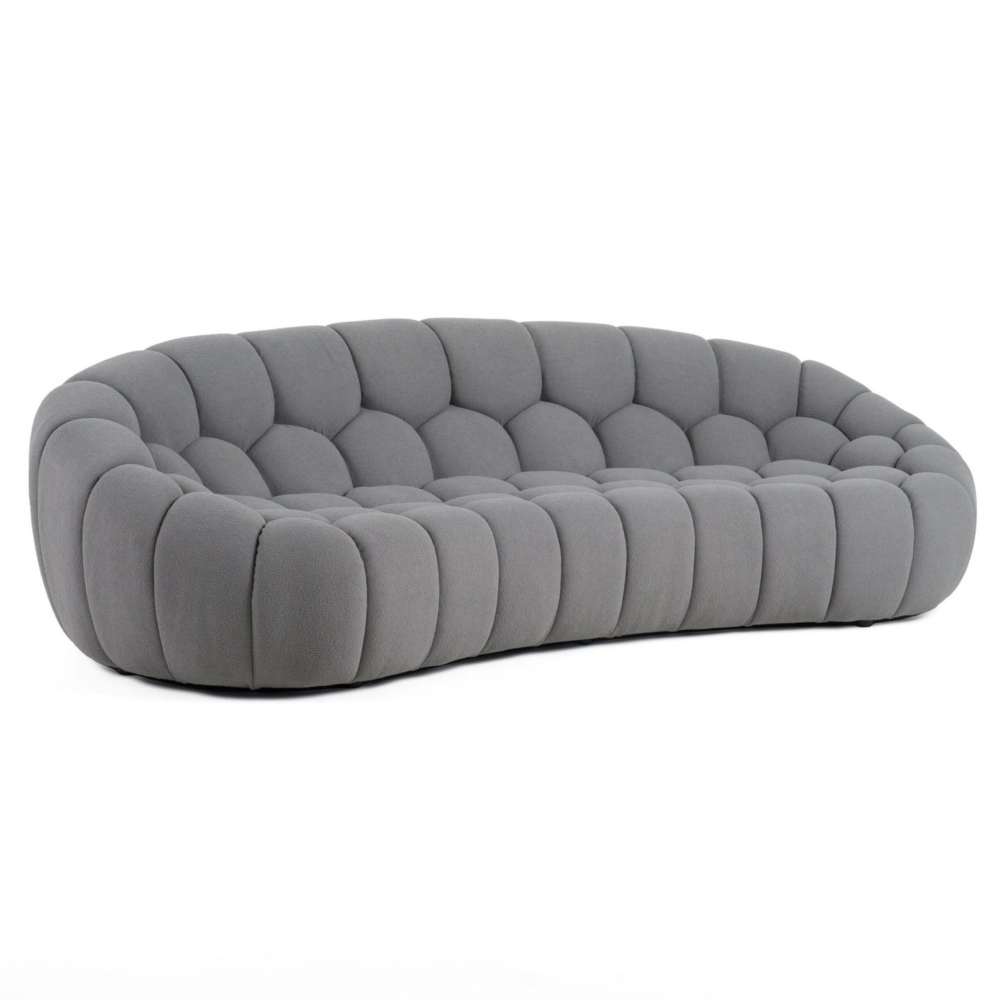EAST Modern Curved Light Grey Fabric Sofa