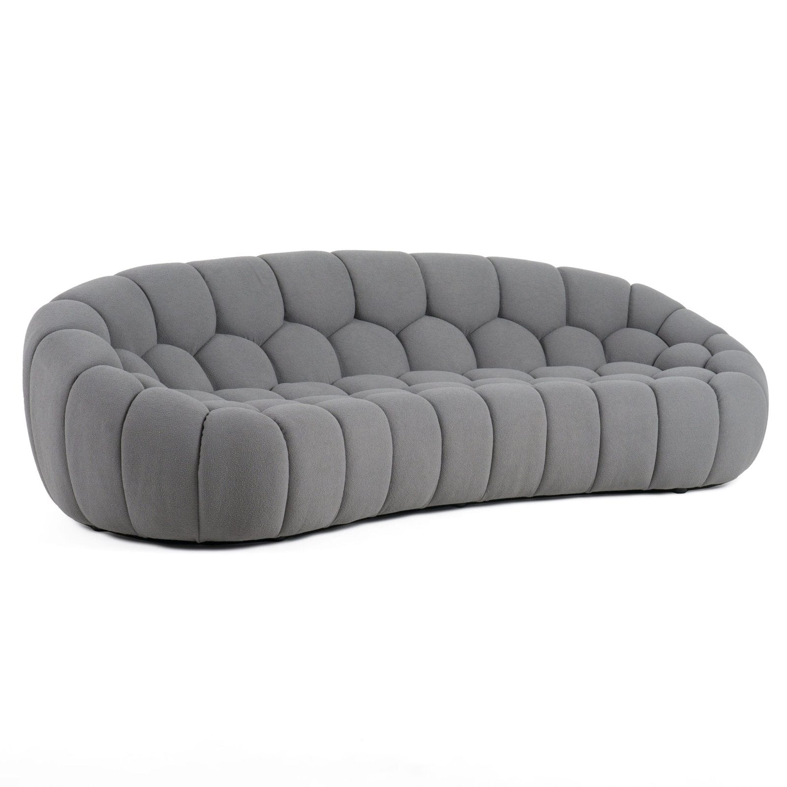 EAST Modern Curved Light Grey Fabric Sofa