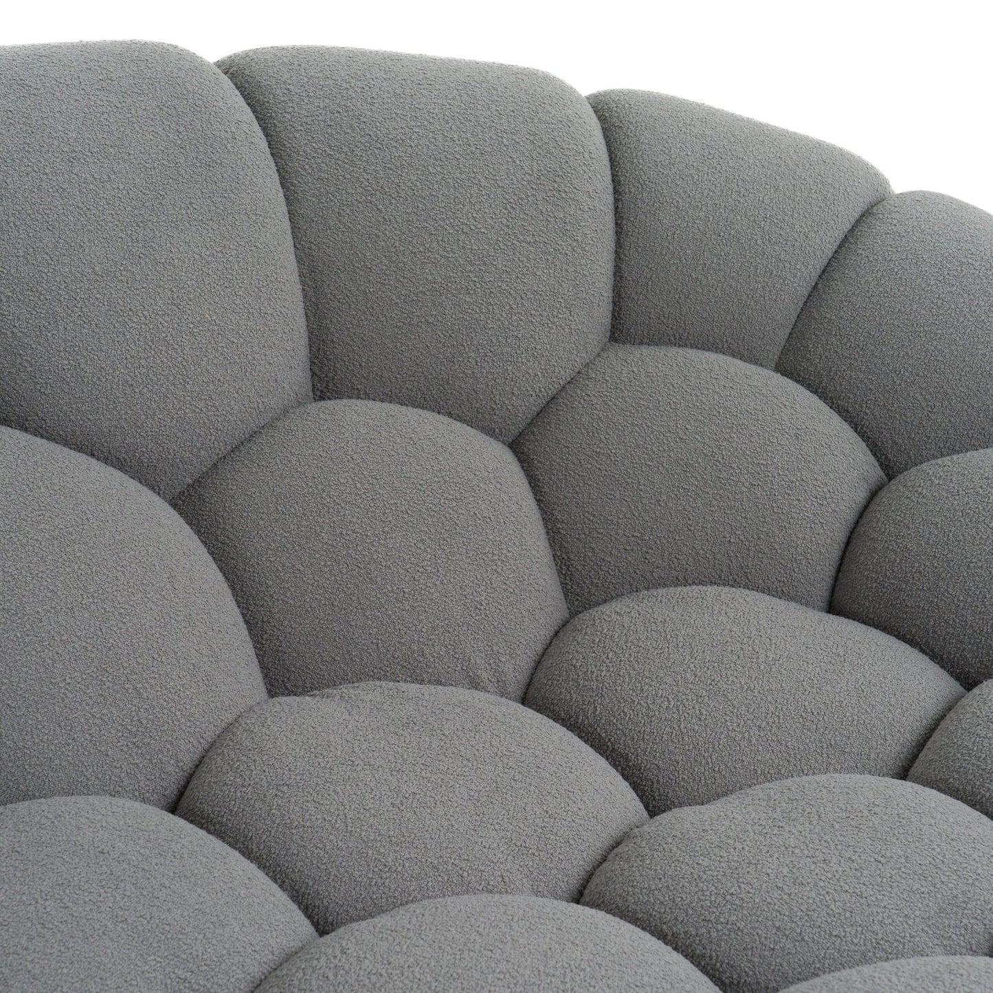 EAST Modern Curved Light Grey Fabric Sofa