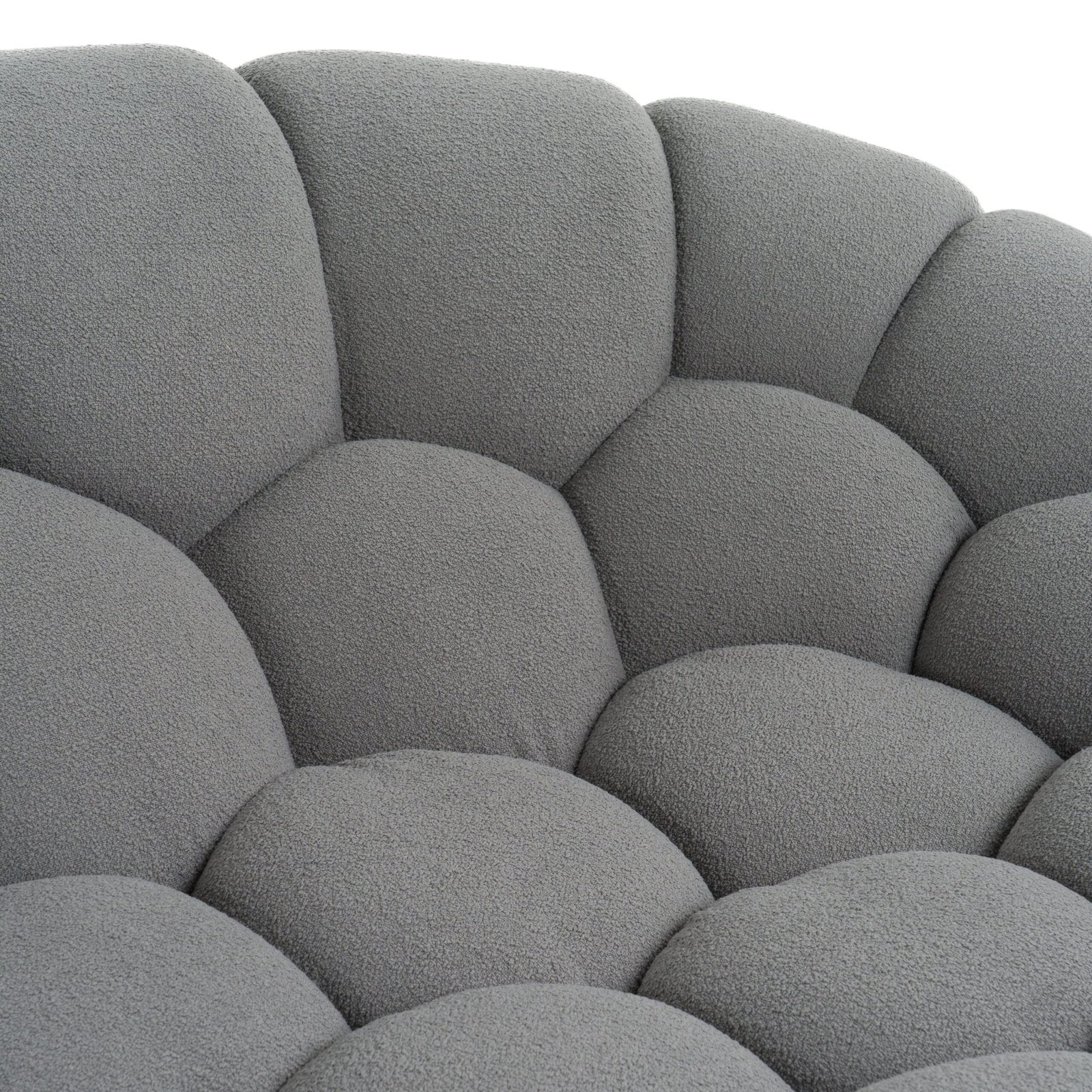 EAST Modern Curved Light Grey Fabric Sofa
