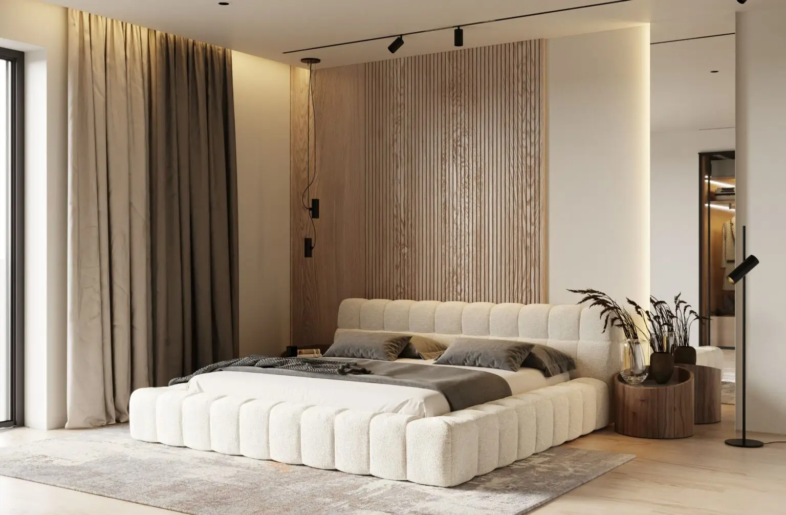 Rebeca modern bed Off White Queen king